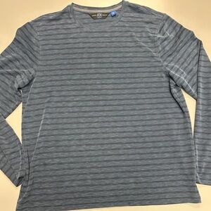 XXL Blue Joseph Abboud Men’s Long Sleeve Striped Pullover Shirt Slim Fit